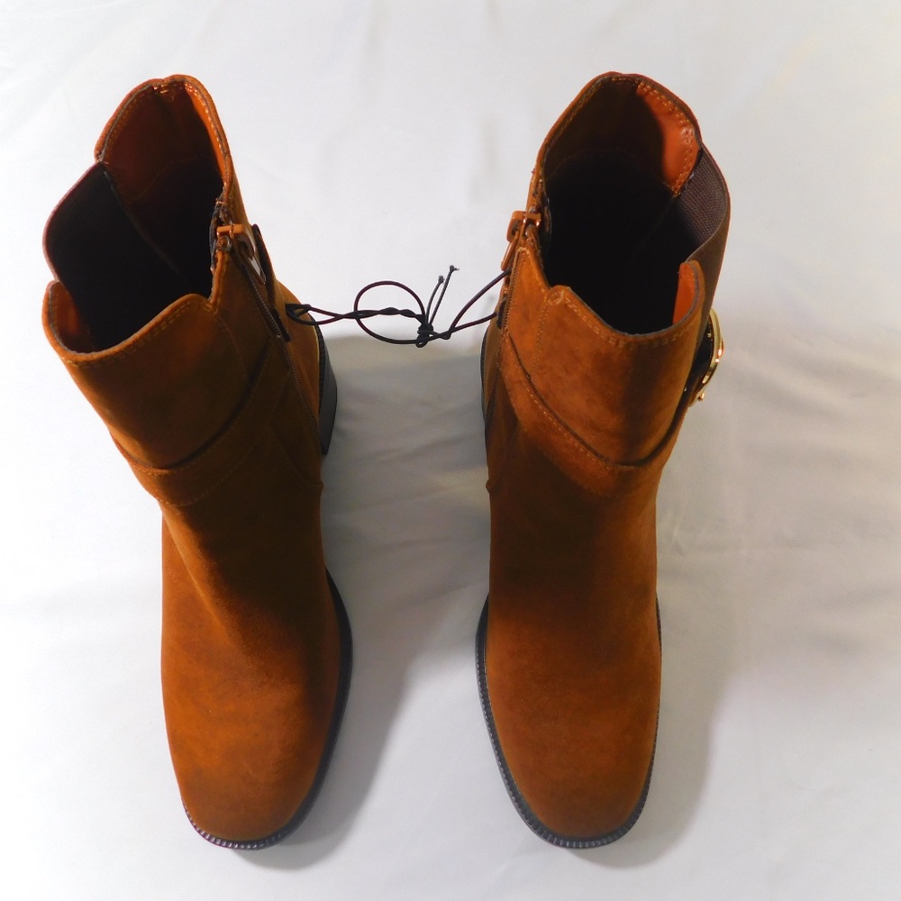 Liz Claiborne Brown Suede Buckle Ankle Boots – Size 8M - Picture 3 of 13